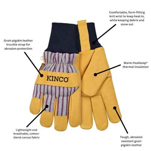 Kinco, Women's 1927KWW Cotton-Blend Canvas Fabric Back, Knit Wrist, Heatkeep¢ç Thermal Insulation