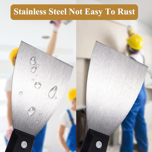 7 PCS Drywall Tools,Putty Knife,Paint Scraper Tool with Storage Bag,Stainless Steel Putty Knife Set,Drywall Scraper Spackle Taping Knife for Spreading Mud, Taping,Repairing wall (6 PCS -3")