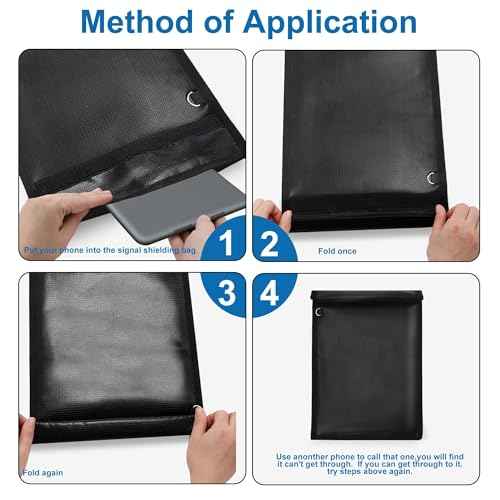 Faraday Bag 4 Pack ? Waterproof & Fireproof Signal Blocking Pouch for Laptop, Tablet, Phone, Car Key ? Anti-Theft & Anti-Tracking Faraday Cage Sleeve