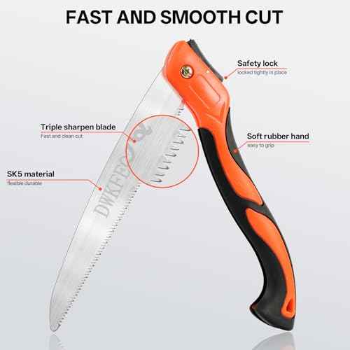 3PCS DWKFEOQ Folding Saw and Stainless Steel Cable Saws Set, 11.8 Inch Long Blade Hand Saws for Wood Camping, Dry Wood Pruning Saw With Hard Teeth, Quality SK-5 Steel