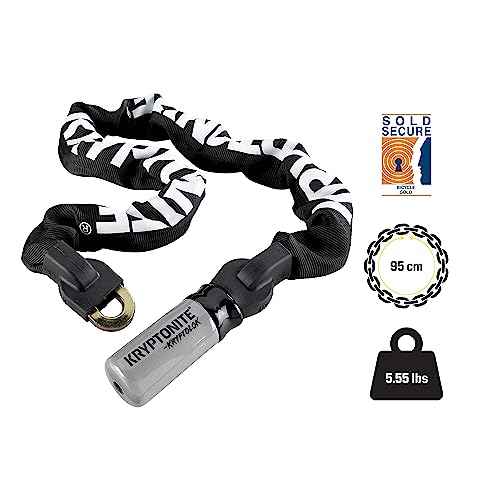 Kryptonite Kryptolok 995 Bike Chain Lock, 3 Feet Long Heavy Duty Anti-Theft Sold Secure Gold Bicycle Chain Lock with Keys for Bike, Motorcycle, Scooter, Bicycle, Door, Gate, Fence