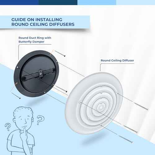 Fits 10 Inch Neck Air Duct | Steel Round Air Supply Diffuser for Ceiling by Handua | 10" Neck Steel Butterfly Damper&Handle Included | Round Diffuser Vent Cover | White | Outer Dimension: 13-15/16"