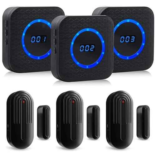 Wireless Door Chime for Business When Entering Door Chimes When Door Opens for Home Door Sensor Alarm with 800Ft Range 55 Chimes 5 Volume Levels Adjustable Number Display(3 Receiver & 3 Sensor)