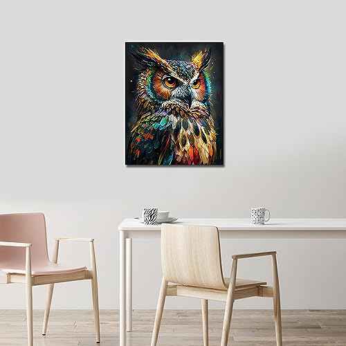 TUMOVO Animal Paint by Numbers, Abstract Owl Paint by Number for Adults, Delicate Animal Painting by Numbers for Home Wall Decor, Oil Painting with Brushes and Pigment, 16x20 Inch