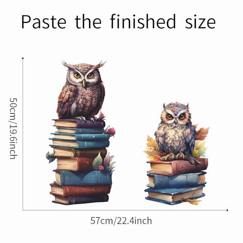 Cute Owl Books Educational Wall Stickers, sacinora Reading Corner DIY Cartoon Animal Wall Decals Removable Vinyl Peel and Stick for Kids Baby Nursery Bedroom Classroom Preschool Art Decorations