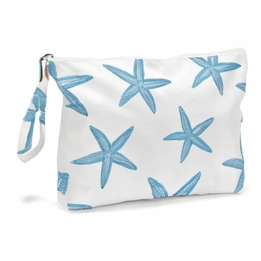 Fokongna Wet Bag, Travel Wet Dry Bag Water Proof Beach Bags for Swimsuit Beach Pool Diapers Dirty Yoga Gym Clothes Zipper Pouch, for Women Sister Friends Ocean Sea Shells Makeup Bag