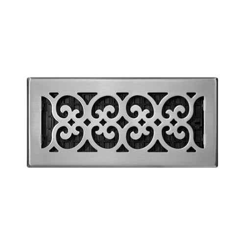 Decor Grates (4-Pack) SPH410-NKL Scroll Design Floor Register, 4x10 Inches, Brushed Nickel Finish