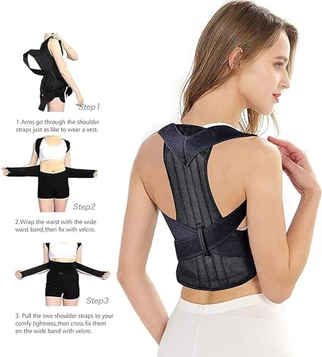 XS-5XL Plus Size Posture Corrector Back Brace Upper And Lower Back Support Women Men Shoulder Straightener Student Teenagers Scoliosis Hunchback Correction Posture Trainer ( Color : Black , Size : 5X-