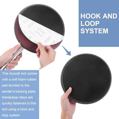 Drywall Pole Sander, 85 Inch Radial Round Pole Sander with Extension Pole, Manual Hand Drywall Sander for Walls and Ceilings, Includes 5pcs Sanding Sheets (80, 100, 120, 180, 240 Grit)