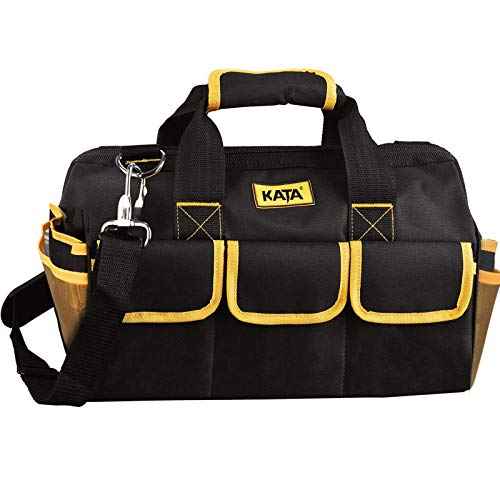 KATA 16 Inch Heavy Duty Tool Bag with Wide Mouth for Tool Storage,Carrier and Organizer,Bag for Tools,Yellow