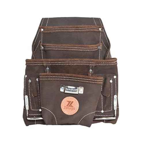 20-148 10 Pocket Top Grain Leather Tool Bag, Oil Tan