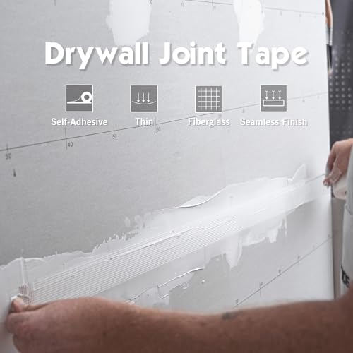 ROLLINGDOG Drywall Joint Tape, 2'' x147 ft Fiberglass Mesh Tape, Self-Adhesive Drywall Repair Tape for Wall Crack Repair, 1 Roll