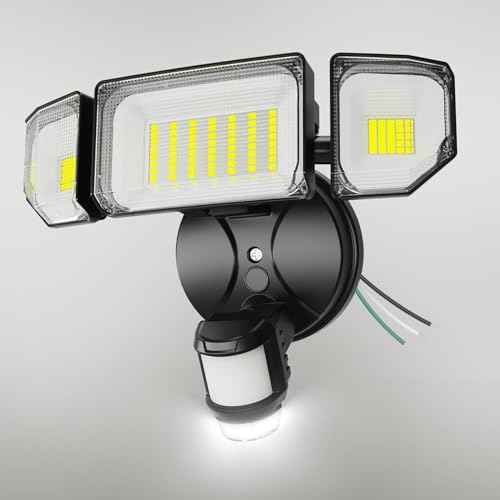 85W 9000LM LED Motion Sensor Outdoor Lights, 6500K Security Lights with Night Light, Dusk to Dawn, IP65 Waterproof, 4 Head Flood Light Motion Detected for Outside, Garage, Yard, Porch