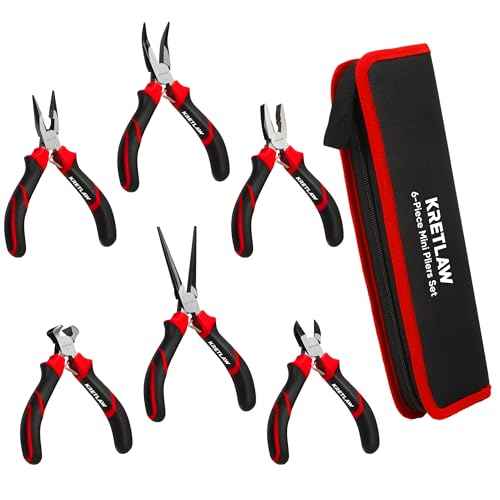 Mini Pliers Set 6Pcs - Needle Nose, Long Nose, Bent Nose, Diagonal, End Cutting and Linesman for DIY, Electronic Repairing & Jewelry with Pouch