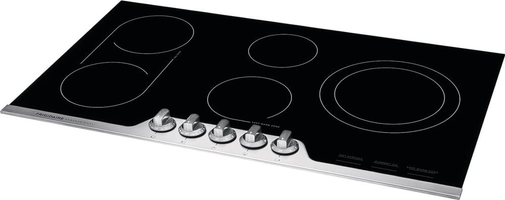 Frigidaire Professional 30 Inch Electric Cooktop, Ceramic Glass 5-Burner Flat Range with Stainless Steel Trim, FPEC3077RF