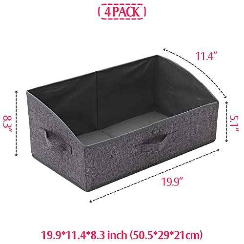 4 Pack Trapezoid Large Foldable Closet Storage Bins with Handle, Fabric Storage Organizer Cube Cloth Containers Linen Box Shelf Baskets for Clothes Clothing Shelves Wardrobe