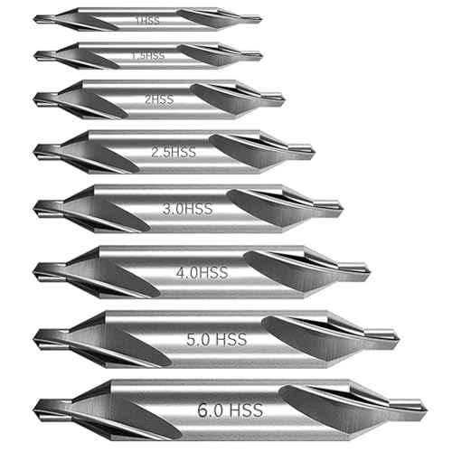 8 PCS Center Drill Bits Set, Countersink Tools for Lathe Metalworking 60 Degree Angle HSS Center Drill Bits for Alloy Steel, Cast Iron, Other Hard Metals (1.0/1.5/2.0/2.5/3.0/4.0/5.0/6.0)