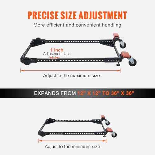 VEVOR Mobile Base, 500 lbs Weight Capacity, Adjustable from 12" x 12" to 36" x 36", Heavy Duty Universal Mobile Base Stand with Swivel Wheels, for Woodworking Equipment, Bandsaw, Power Tools, Machines