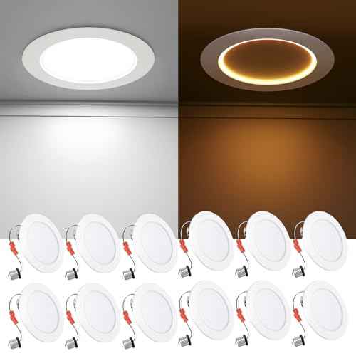 Ensenior 12 Pack 4 Inch 5CCT LED Can Lights with Night Light, Retrofit Led Recessed Lighting, Dimmable, 7W 120V, 700LM