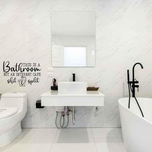 Funny Bathroom Wall Decal, Humorous Quotes This is A Bathroom Not an Internet Cafe Bath Decor Vinyl Removable Waterproof Wall Stickers for Home Decoration Lavatory Washroom