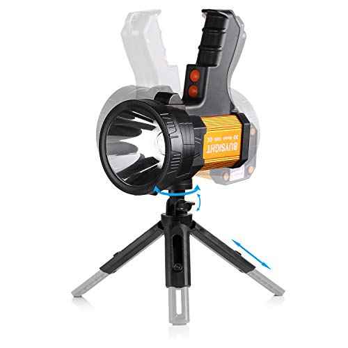 BUYSIGHT Rechargeable Spotlight,1000000 Lumens Spot Lights Hand held High lumens Large Flashlight Handheld Spotlight Lightweight and Super Bright Flashlight (Aluminium_Alloy Golden)