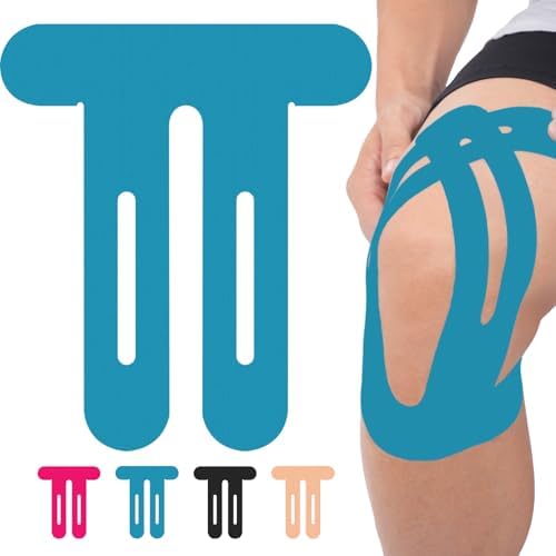 OK TAPE Nylon Kinesiology Tape for Knee, 10 Pcs Stretchable on Four Sides Precut Strips, Athletic Tape for Knee Support & Stability,Breathable and Hypoallergenic, Blue