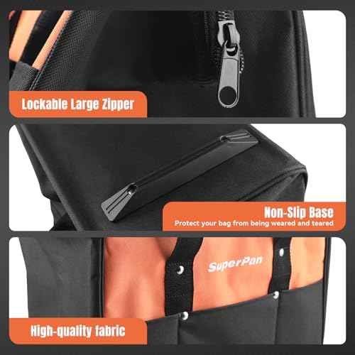 15-Inch Heavy Duty Tool Bag, Portable Empty Tool Box Organizer Storage, Toolbox Organization, Soft Handle Carrying Toolbag with Large Zipper, 40lb (Orange)