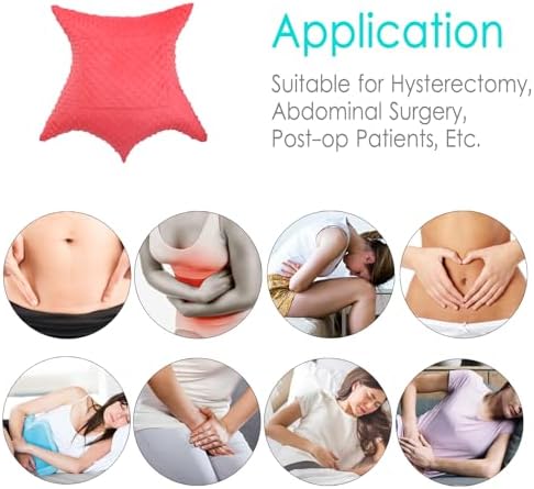 Star Shape Hysterectomy Recovery Pillowy for Hysterectomy Recovery Must Haves with 2 Pockets Products Gifts Tummy Tuck Abdominal Surgery Cushion,Minky Dot Red