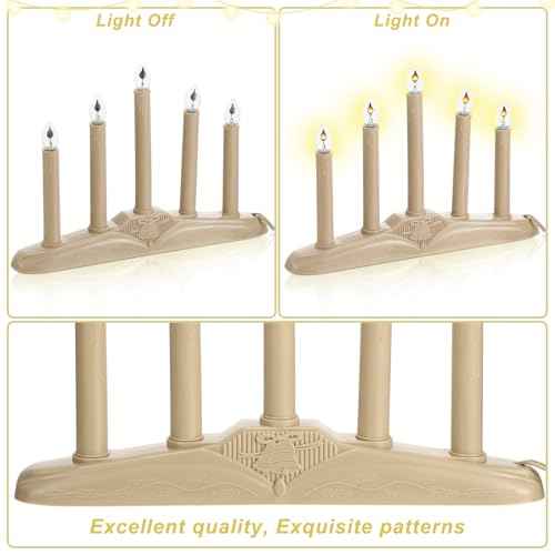VIHOSE 4 Pack Electric Window Candles Plastic Christmas Flameless Electric Candolier with 5 Lights Indoor Waterproof LED for Yard, Garden Decoration