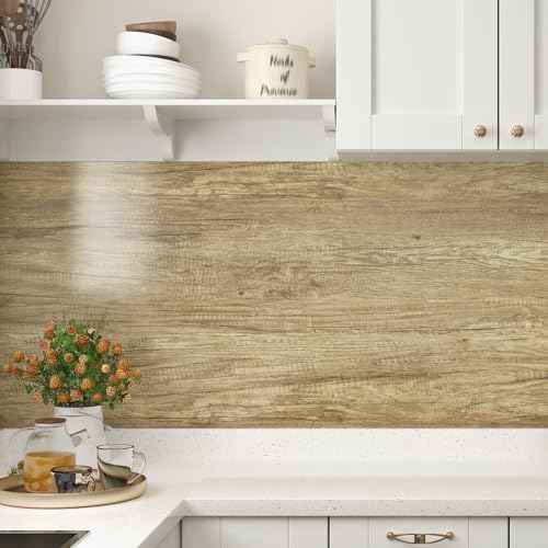 WESTICK Brown Wood Contact Paper Removable Wooden Wallpaper Self Adhesive Wood Grain Wallpaper Peel and Stick Countertops Waterproof Wooden Wall Paper for Kitchen Cabinets Desk Vinyl Wrap 15.8" x 80"
