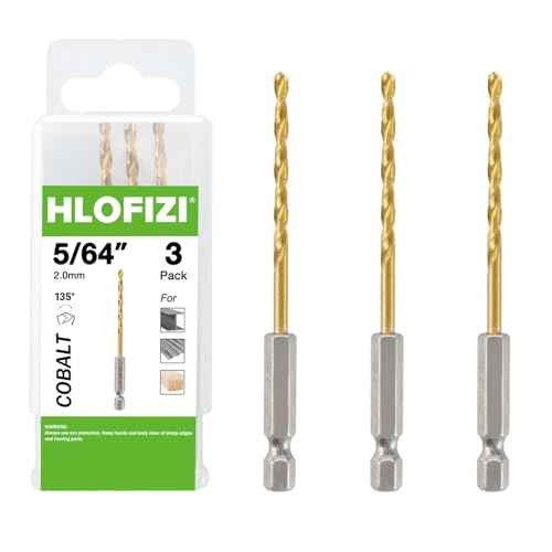 5/64" Cobalt Drill Bit with Hex Shank (3 Pack), Impact Titanium Twist Drill Bits for Metal, Stainless Steel, Cast Iron and Wood