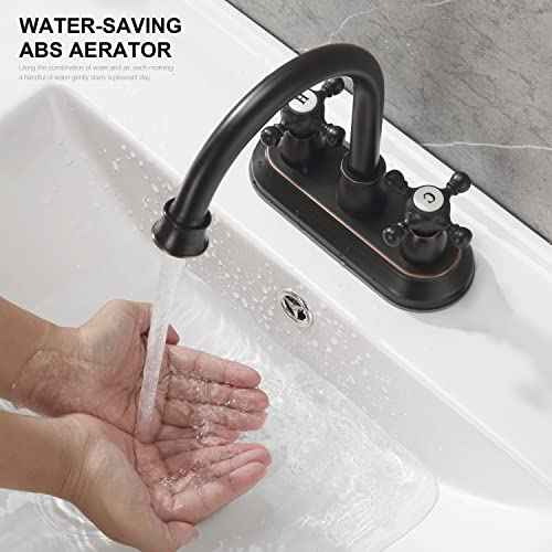 Oil-Rubbed-Bronze Bathroom Sink Faucet, Bronze 4" Centerset Vanity Faucet with Cross Handles