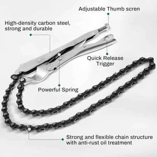 Honoson 2 Pcs 9 Inch Locking Chain Clamp with 35.8 Inch Long Chain Carbon Steel Locking Chain Plier Industrial Pipe Vise Chain Wrench 10.2 Inch Diameter for Pipe Fitting ?Plumbing Woodworking Welding