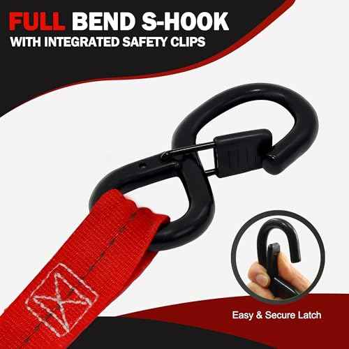 Retractable Ratchet Straps(4PK 1.0INX12FT) - 1,500lb Break Strength, Ratchet Strap Heavy Duty with Rubber Coated Handle, Perfect Auto Ratchet Straps for Motorcycle,Trucks (Red)