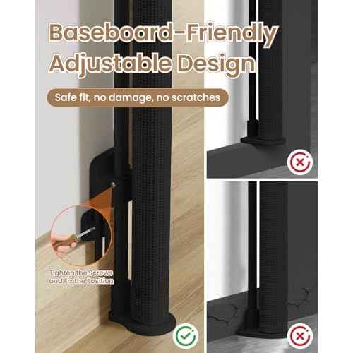 Retractable Baby Gate, 55" Wide Mesh Gate with 4 Reinforced Rods, Prevents Kids & Dogs from Crawling Under, 34" Tall Easy-to-Use Pet Gate for Stairs, Bedrooms, Hallways, Indoor/Outdoor, Black