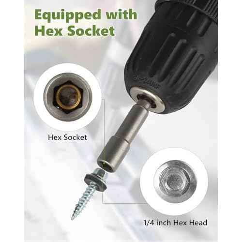 Metal Roofing Screws#10 ¡¿ 1 Inch, 1000Pcs Zinc Plated Hex Head Metal Roof Screws with Rubber Washers for Metals and Corrugated Roofing Panels (Hex Socket Included)