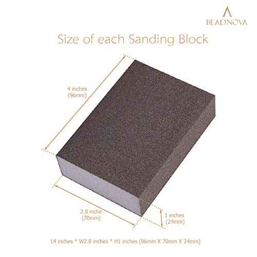 BEADNOVA Sanding Block Sandpaper Block Coarse/Medium/Fine/Superfine Assorted Dry Wet Sanding Sponge (Pack of 8, 4 Grit)