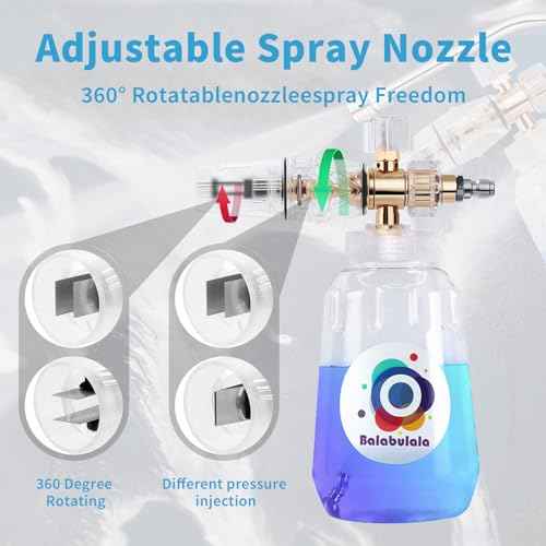 Foam Cannon with Dual Connector, Balabulala Dual Connector Foam Cannon with 5000PSI Pressure Washer Gun,7 Nozzles, 1/4" Quick Connect
