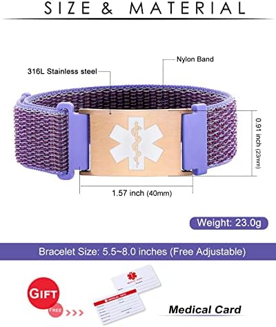 Personalized Sport Medical Alert Bracelets for Women Men - Custom Medical ID Bracelets with Free Engraving - Hook and Loop/Elastic/Stainless Steel/Silicone Watch Wristband Emergency Bracelet