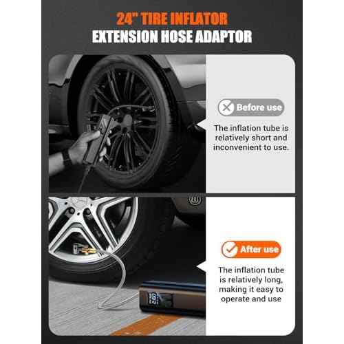 Quick Air Release Extention Replacement Hose for Portable Air Compressor, 1/4'' Thread Only Applicable to Certain Battery-Powered Portable Air Pumps. (24''/60cm)
