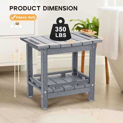 NALONE Shower Bench, HDPE Shower Benches with Storage Shelf & Handles, Indoor & Outdoor Use (Grey)