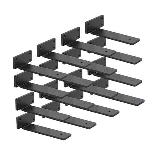 16 Pack Shelf Brackets 10 Inch Floating Shelf Bracket 1/5 inch Thick Heavy Duty Hidden Shelf Brackets Iron Metal Brackets for Shelf Support with Screw Included