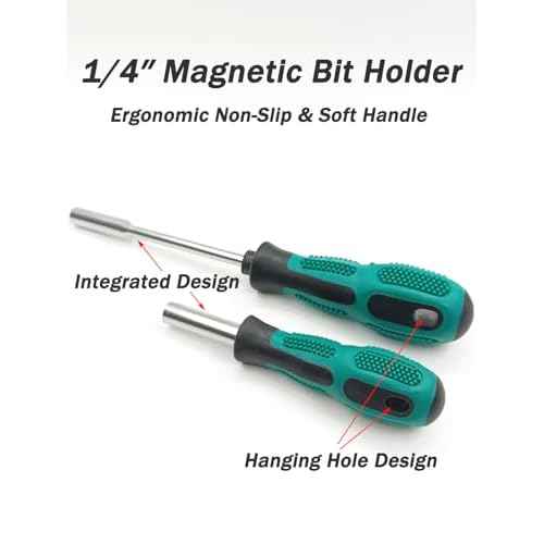 2-Piece Bit Driver Handle, 1/4¡È Magnetic Bit Holding Screwdriver Handle, 190mm and 110mm Long with Non-slip Handle, 6.35mm Hex Nut Driver for Bits