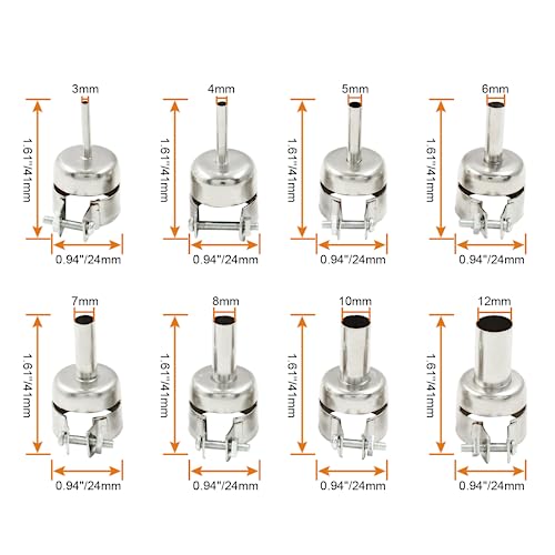 8Pcs Heat Gun Nozzle Tips,Hot Air Nozzle Kits for Hot Air Soldering Station£¨3/4/5/6/7/8/10/12mm
