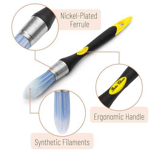 Bates- Trim Paint Brush, 0.75 Inch, 2 Pack, Ergonomic Non-Slip Handle, Synthetic Bristles, Trim Brushes for Painting, Yellow and Black