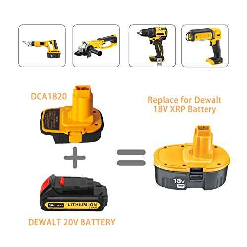 Battery Adapter DM18D with USB,Compatible with Dewalt 18V Tools.Convert for DeWalt 20V & for Milwaukee M18 Lithium Battery to NiCad & NiMh Battery Tools