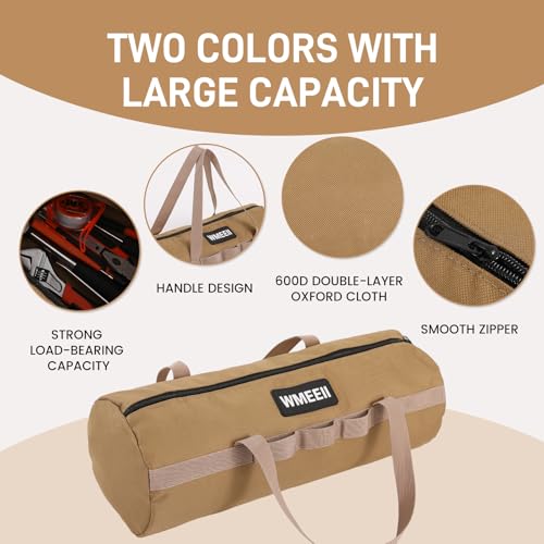 18 in Tool Bag Organizer 2 Pack,Wide Mouth Zipper Tool Storage Bag,Large Capacity Tool Bags for Men,Suitable for Tool storage, camping, DIY projects, Green&Khaki