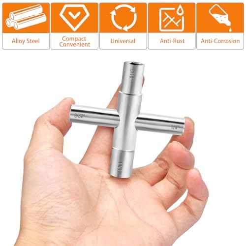 Water key, 2 Pcs 4 Way Sillcock Key, 1/4", 9/32", 5/16", 11/32, Commercial Water Meter Key for Faucet, Hose Bib, Spigot, Valve and Gas Fire Pits