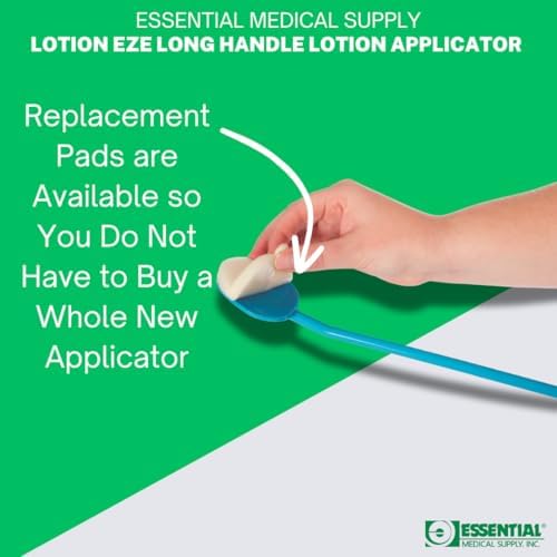 Essential Medical Supply Lotion EZE Long Handle Lotion Applicator with 2 Sponges - Perfect for Applying Sunscreen and Lotion to Hard-to-Reach Areas, Easy to Use and Durable for Long-Term Use