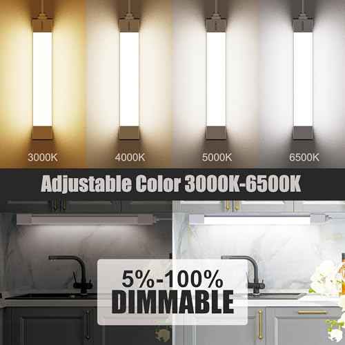 Under Cabinet Lights with Plug. 3000K-6500K Dimming and Color. with Wireless Control Panel and Remote Control.15W 1500LM for Garage, Kitchen, Bathroom, Closet, Office (16 inch-2pcs)